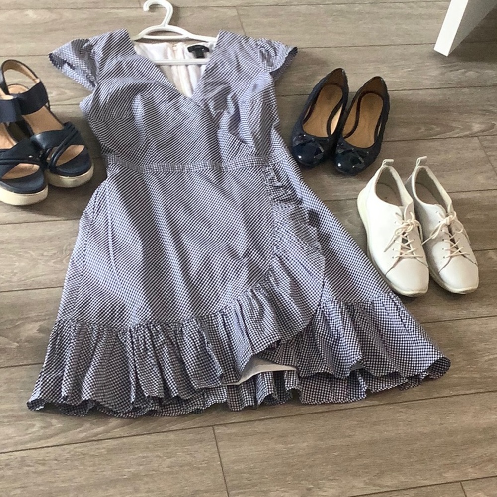 J Crew gingham navy/white size 6 dress